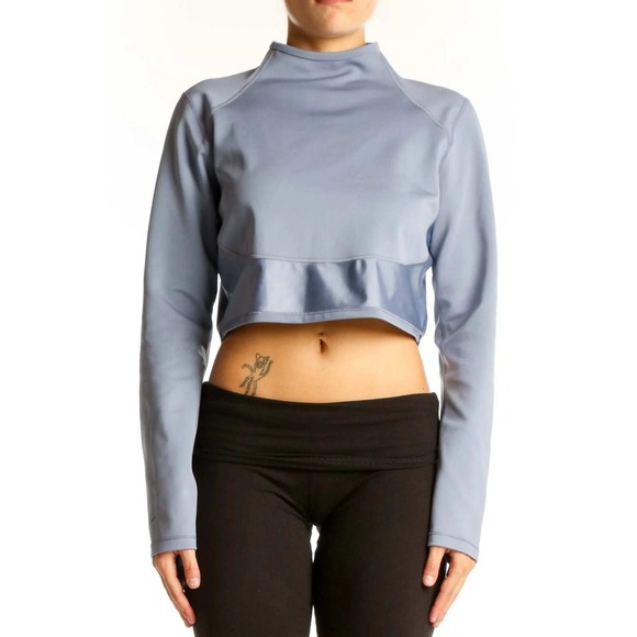 Nike Cropped Athletic Top Light Blue Long Sleeve Sportswear Activewear - Picture 1 of 5